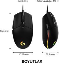 LOGITECH G102 910-005823 G102 LightSync Black 8000DPI 6 Tuş Optik RGB Siyah Kablolu Gaming (Oyuncu) Mouse